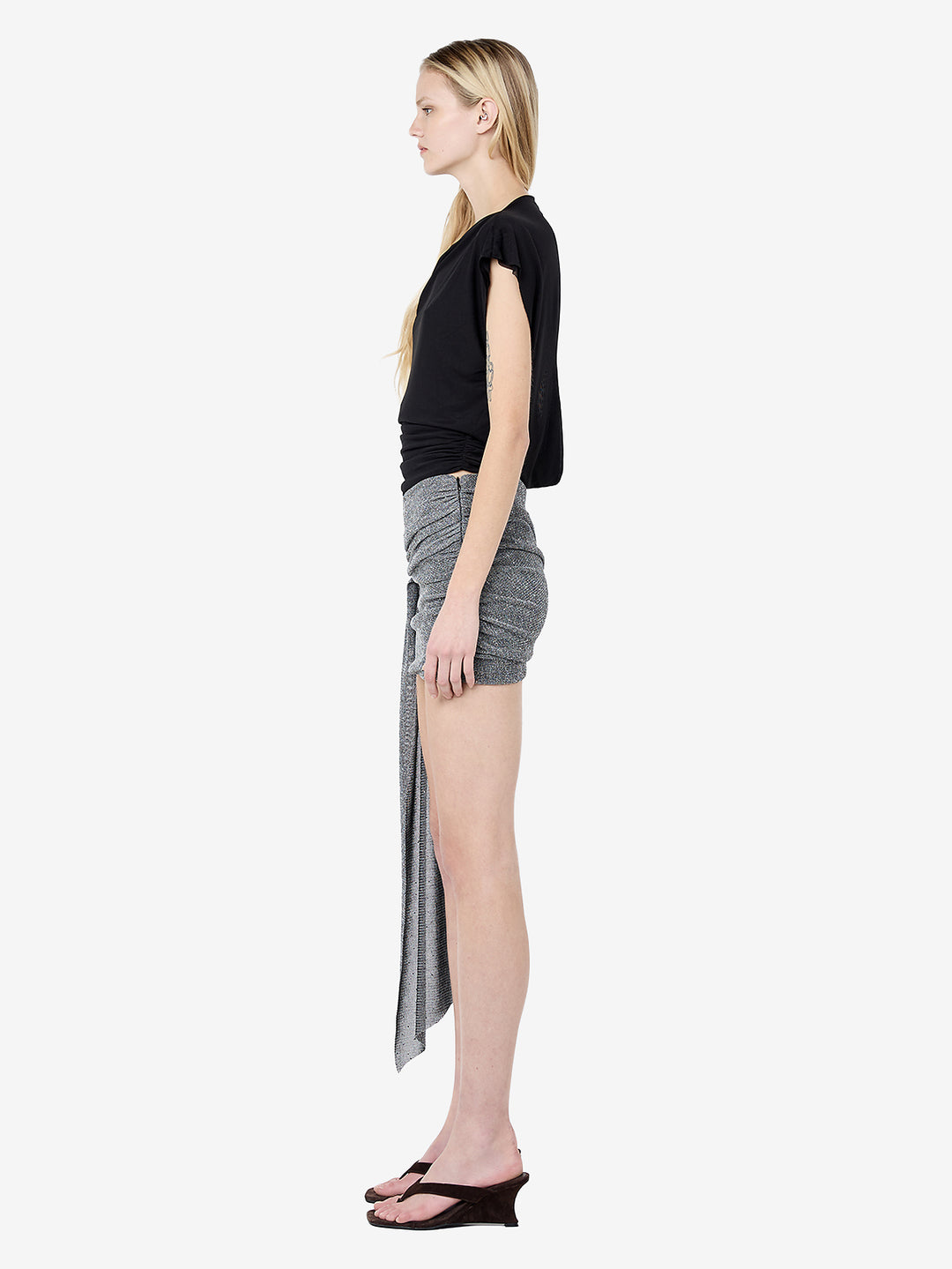 ASTRA DRAPE MINI SKIRT - CHROME