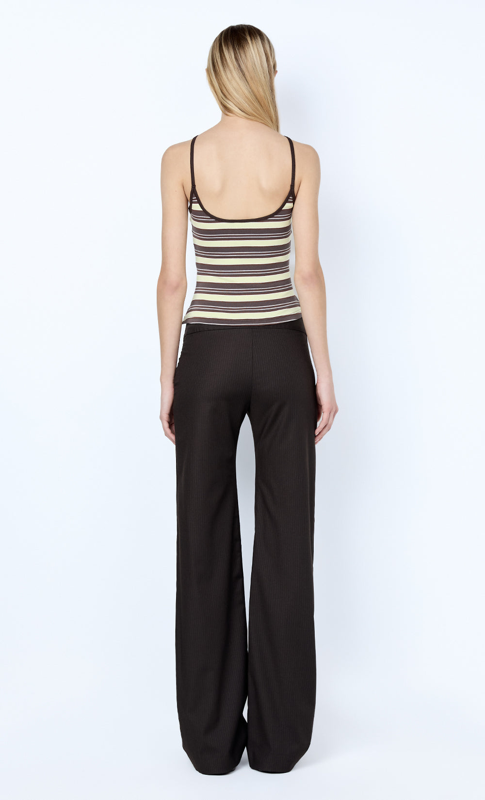 LUNA CROSSOVER TANK - DARK CHOC/DUSTY CITRON STRIPE