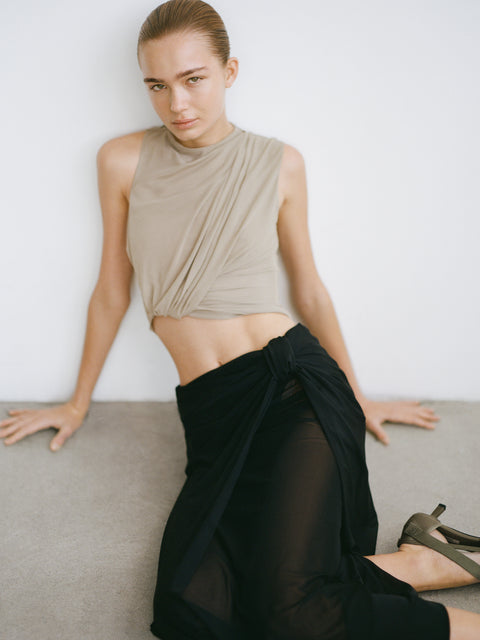 ORIA DRAPE TOP - LIGHT TAUPE