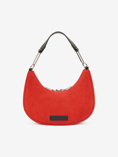ALURA SHOULDER BAG - RED SUEDE/BLACK LEATHER