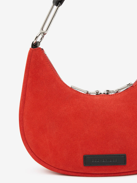 ALURA SHOULDER BAG - RED SUEDE/BLACK LEATHER