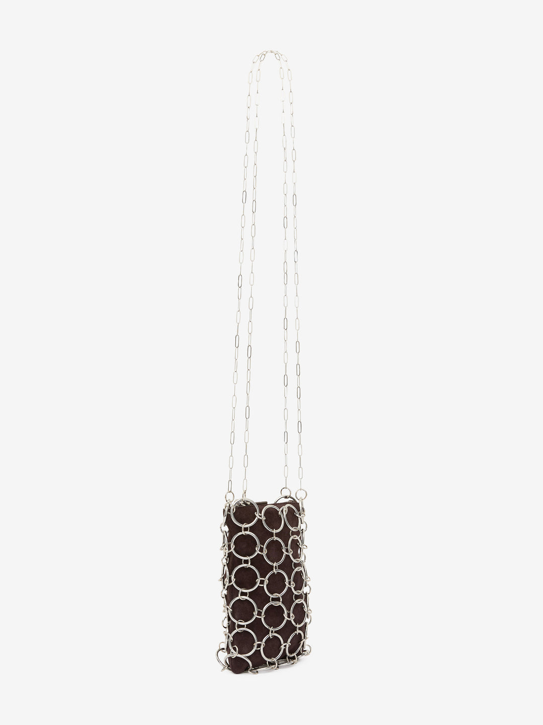 ALEXANDRIA CHAIN BAG - CHOC SUEDE/SILVER