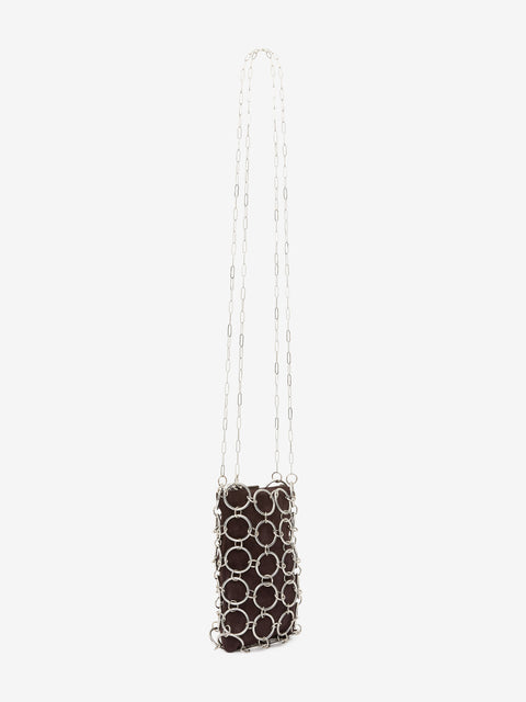 ALEXANDRIA CHAIN BAG - CHOC SUEDE/SILVER