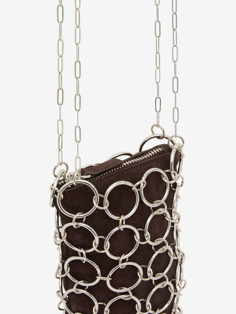 ALEXANDRIA CHAIN BAG - CHOC SUEDE/SILVER
