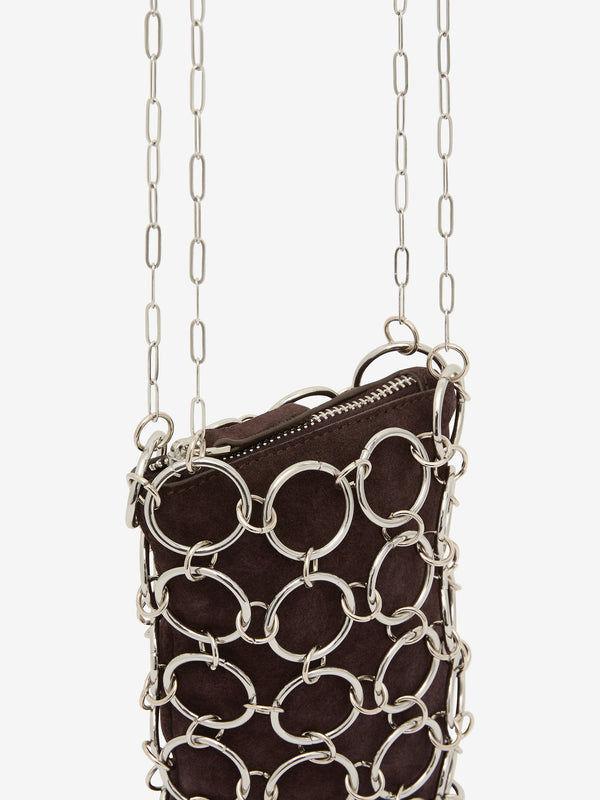 ALEXANDRIA CHAIN BAG - CHOC SUEDE/SILVER