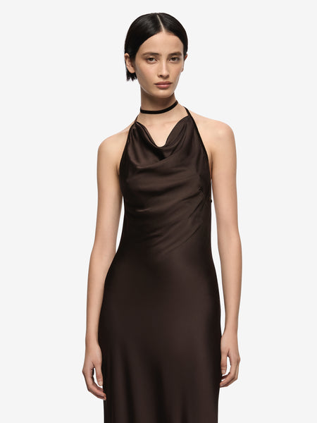 knee length dresses for ladies Maxina Crossover Dress in Dark Chocolate