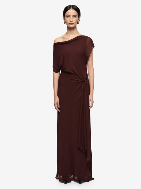 AMANDA DRAPE MAXI DRESS - RAISIN