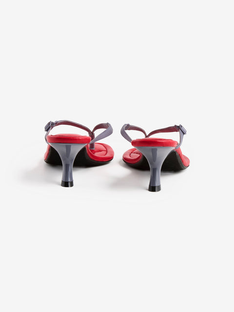 SUMI KITTEN HEEL - CHARCOAL/RUBY RED