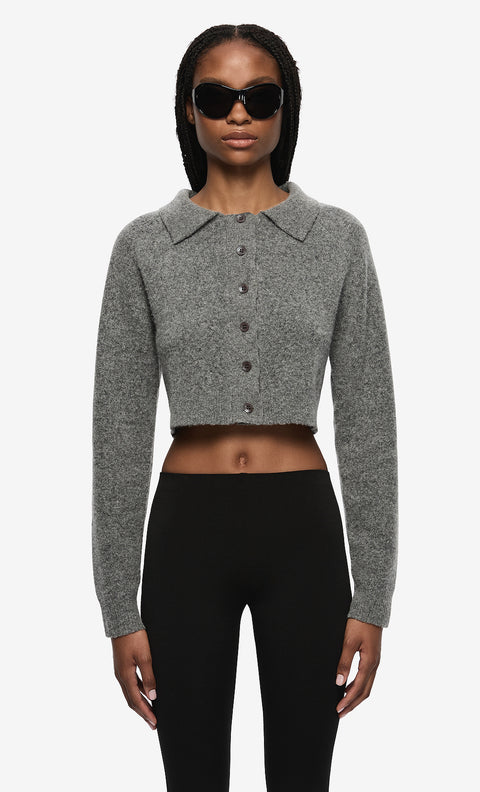 ADA CROPPED CARDI - CHARCOAL