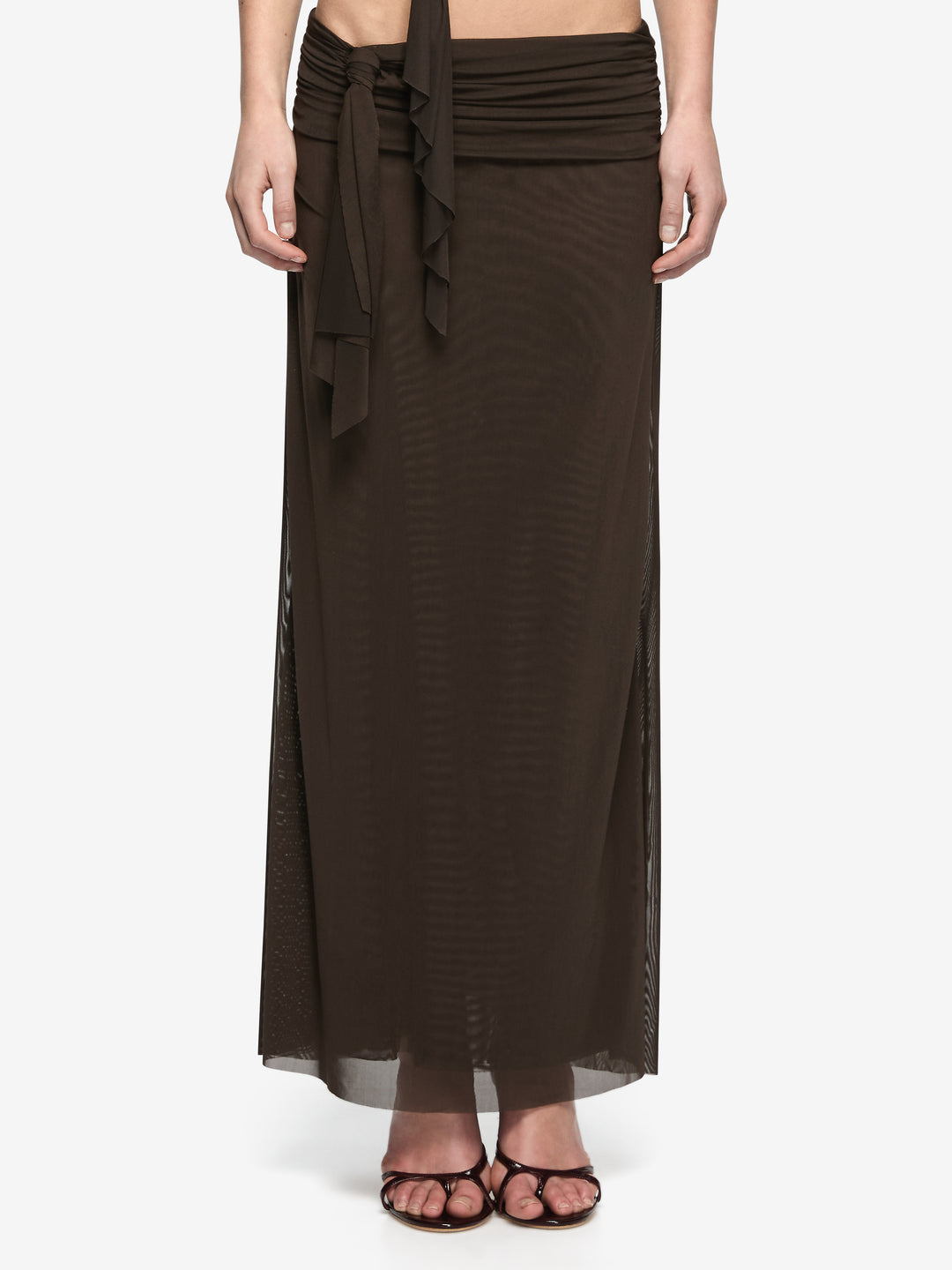 OLYSSIA KNOT SKIRT - BITTER CHOC