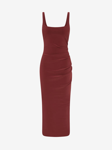 KARINA TUCK MIDI DRESS - SANGRIA