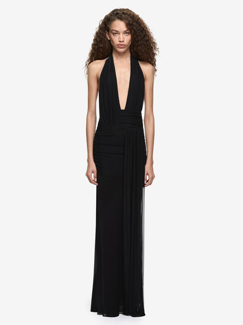 CASSIS DRAPE MAXI DRESS - BLACK
