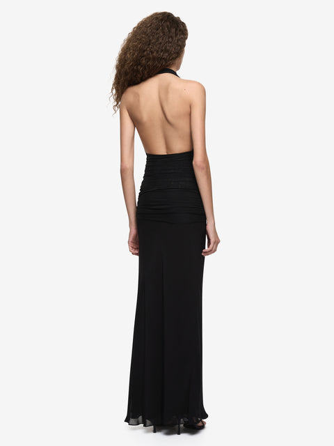 CASSIS DRAPE MAXI DRESS - BLACK