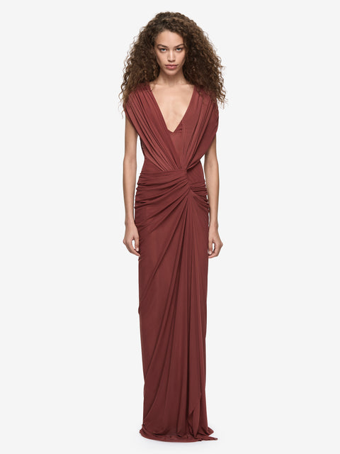 LEIA DRAPE MAXI DRESS - RUST
