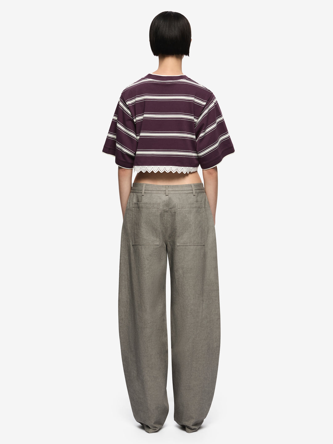 LUISA CROPPED JERSEY - PLUM/CREAM