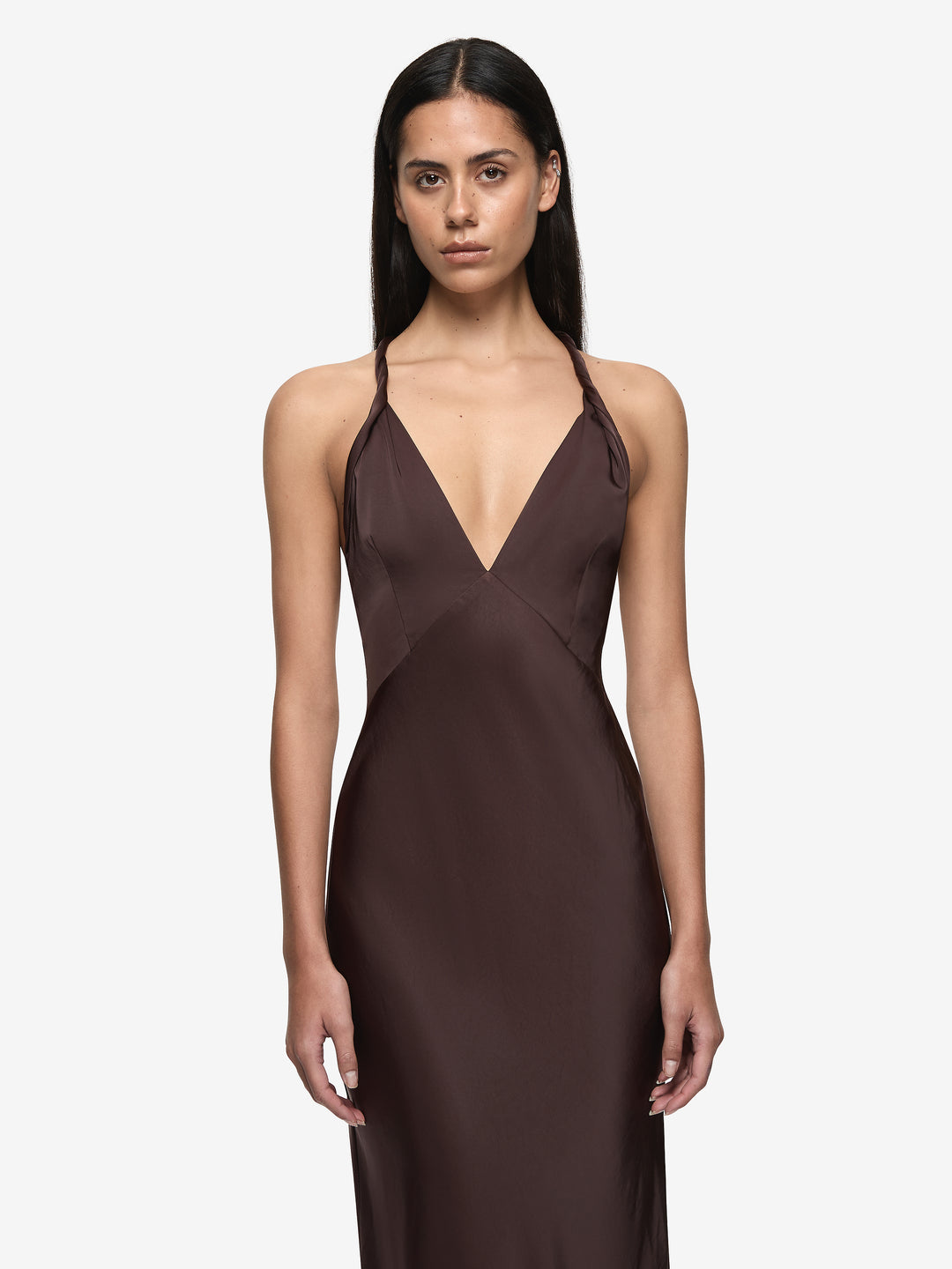 DAKOTA V MAXI DRESS - DARK CHOCOLATE