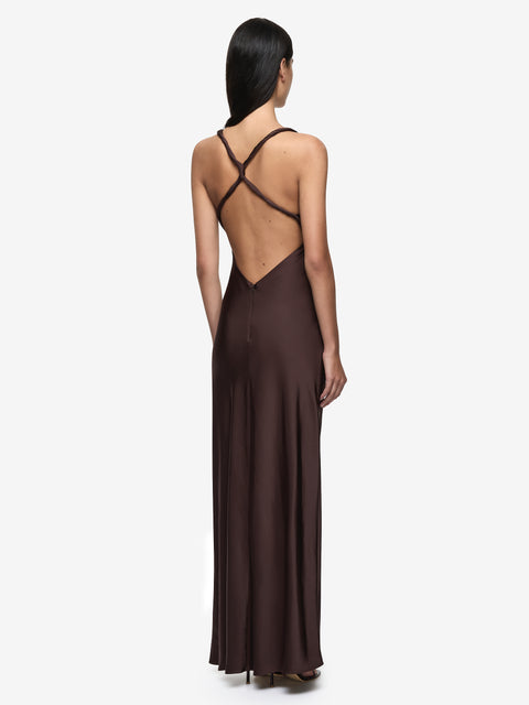 DAKOTA V MAXI DRESS - DARK CHOCOLATE