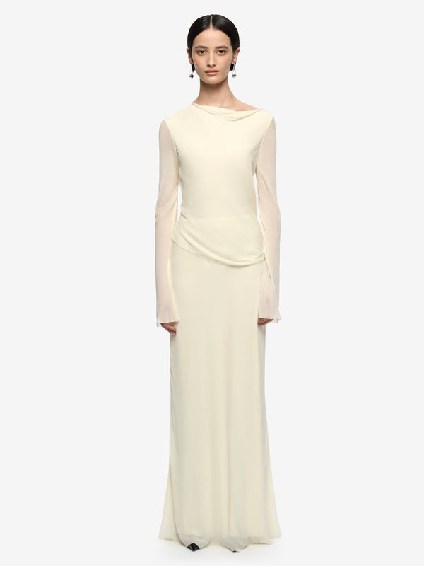 AMANDA LONG SLEEVE MAXI DRESS - LEMON SORBET