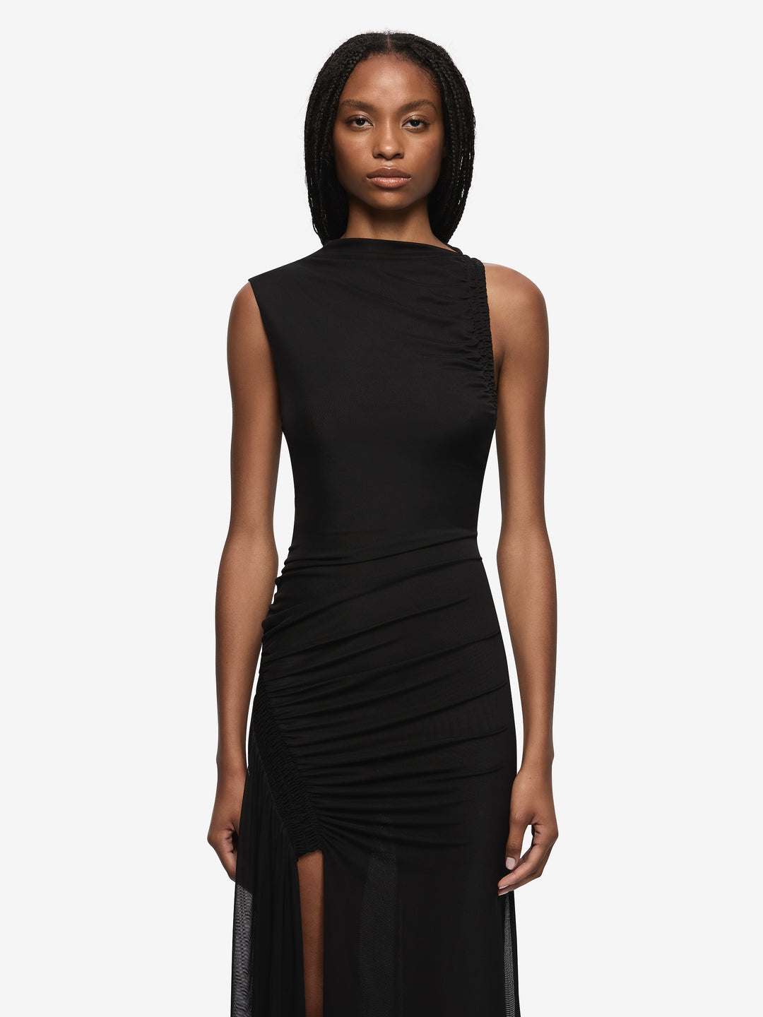 MARABOU MAXI DRESS - BLACK