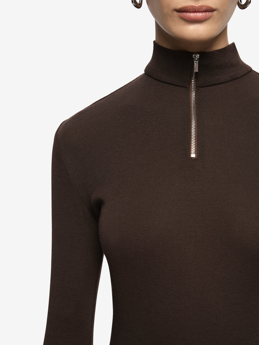 MONETA LONG SLEEVE TOP - DARK CHOCOLATE