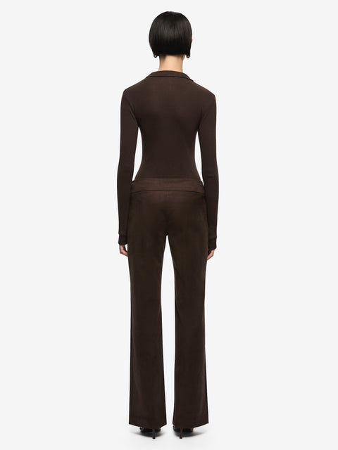 MONETA LONG SLEEVE TOP - DARK CHOCOLATE