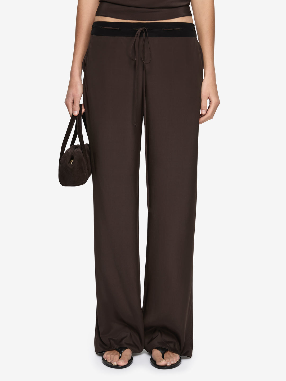 ELENI PANT - DARK CHOCOLATE/BLACK