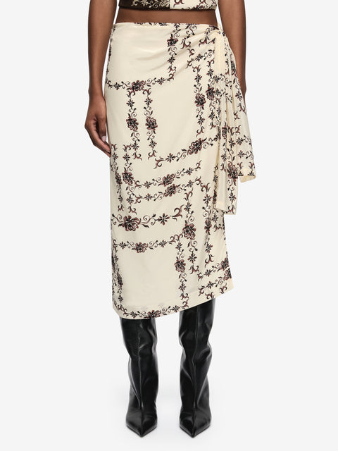 MYAH MIDI SKIRT - GEO VINE FLORAL CREAM