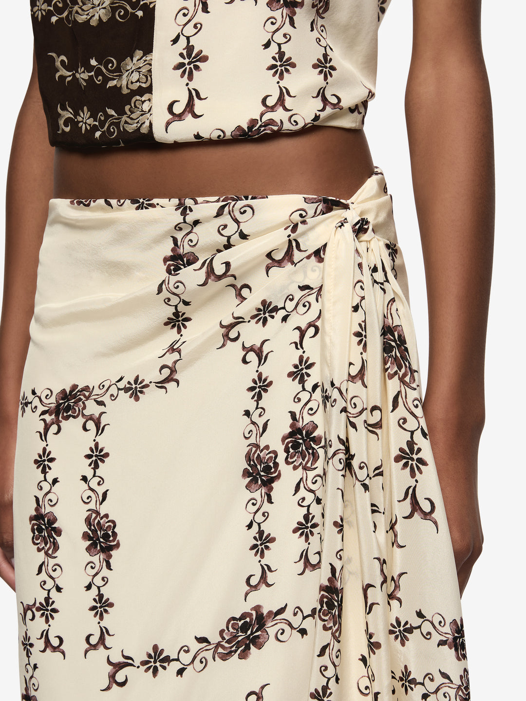 MYAH MIDI SKIRT - GEO VINE FLORAL CREAM