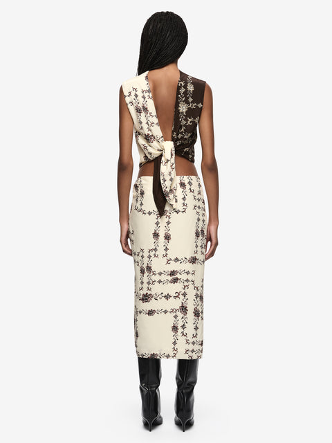 MYAH MIDI SKIRT - GEO VINE FLORAL CREAM