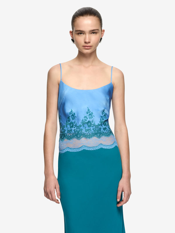 ORSINA SCOOP MAXI DRESS - AZURE BLUE/JADE