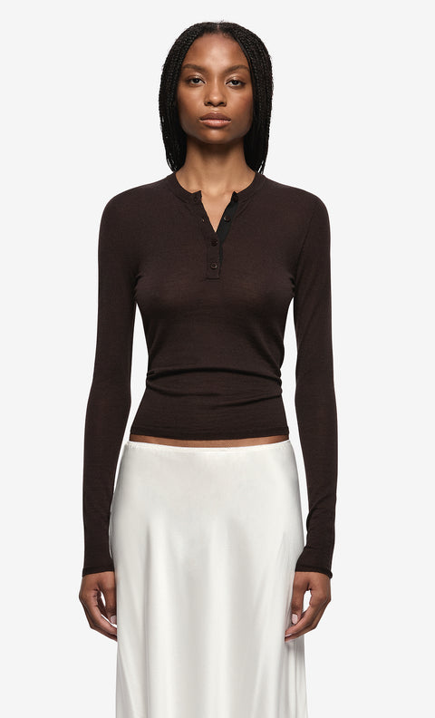 RUE LONG SLEEVE TOP - DARK CHOCOLATE