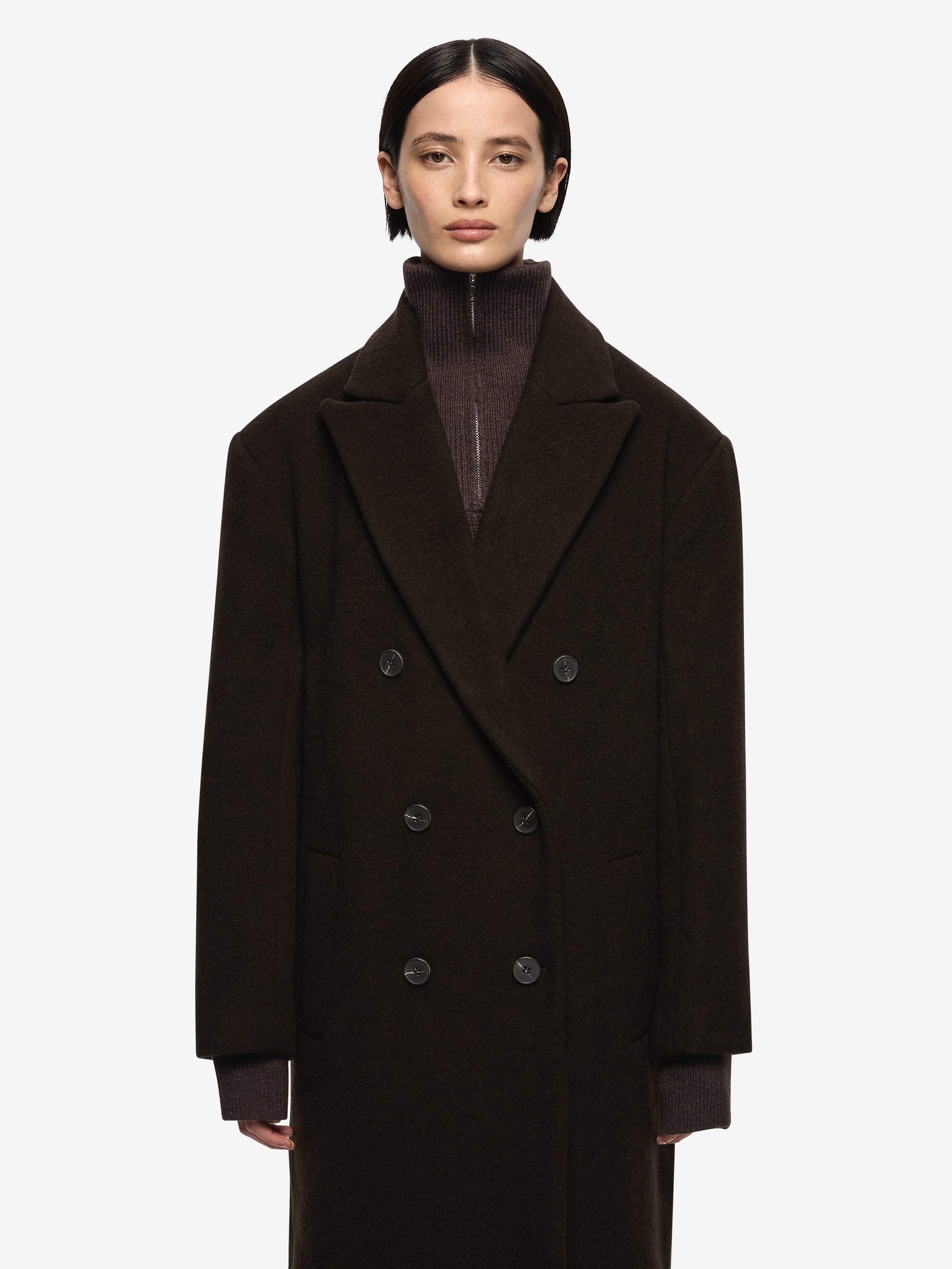RUTHE WOOL COAT - DARK CHOCOLATE - BEC + BRIDGE