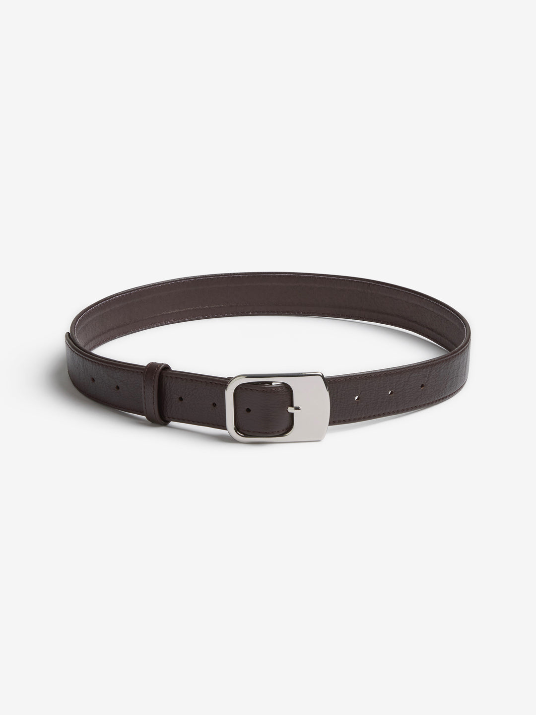 NYX BELT - CHOC LEATHER/SILVER