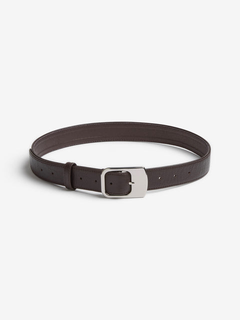 NYX BELT - CHOC LEATHER/SILVER