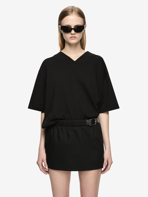 HENLEY BELT SKIRT - BLACK