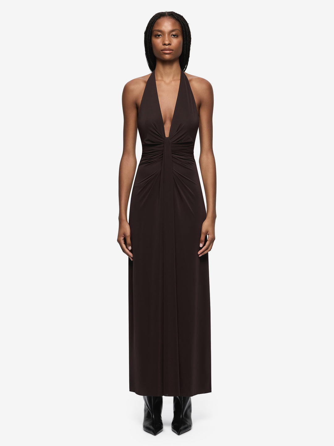 TILLIE DRAPE MAXI DRESS - DARK CHOCOLATE