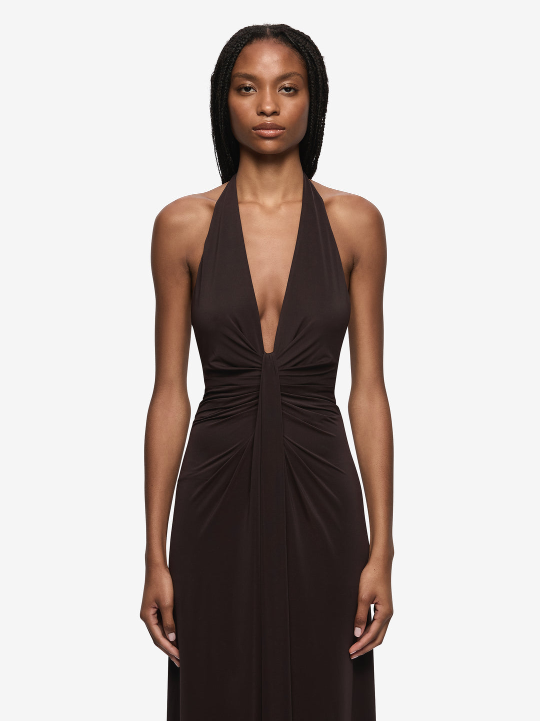 TILLIE DRAPE MAXI DRESS - DARK CHOCOLATE