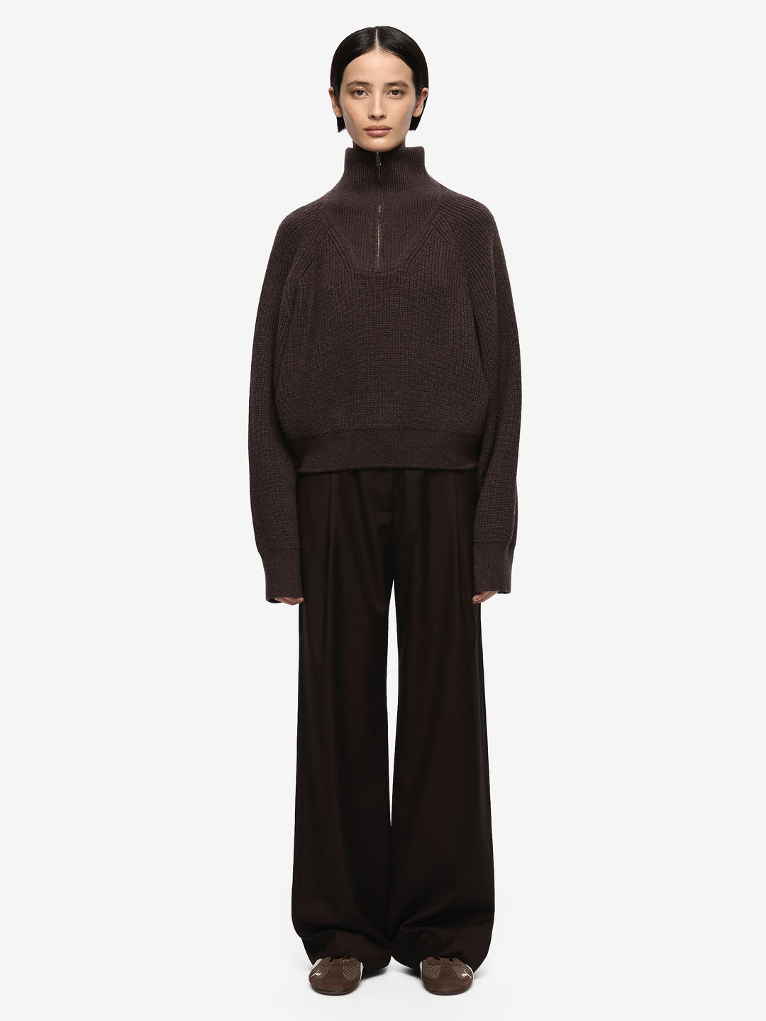 TORIE CROPPED JUMPER - DARK CHOCOLATE