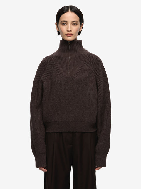 TORIE CROPPED JUMPER - DARK CHOCOLATE