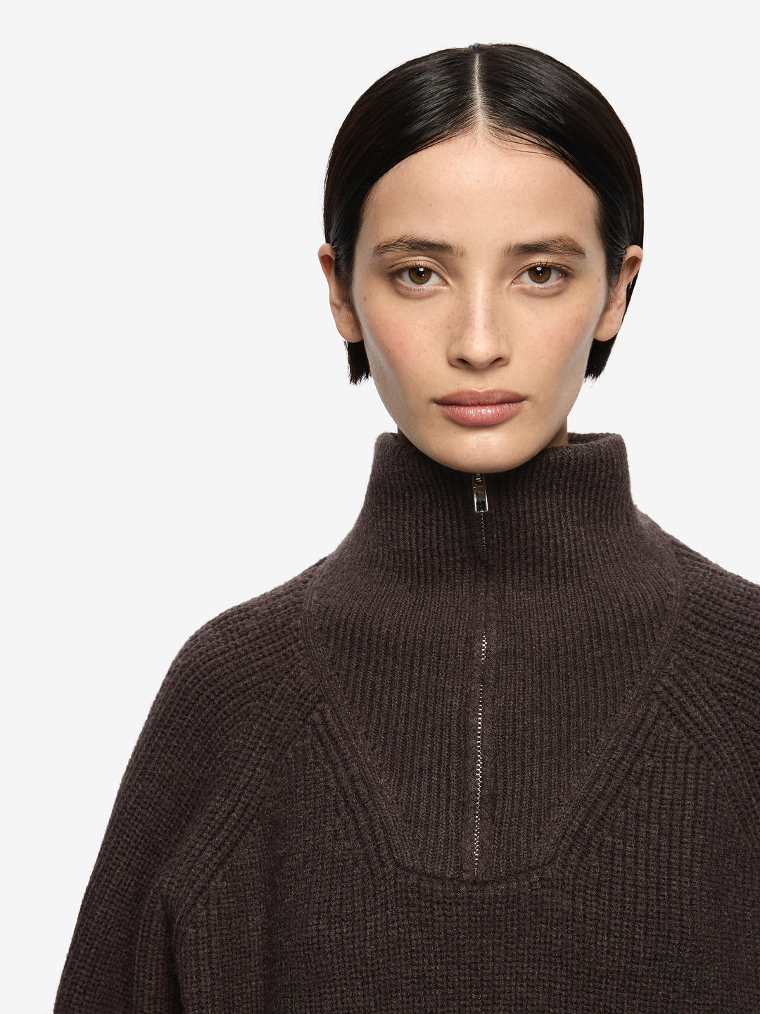 TORIE CROPPED JUMPER - DARK CHOCOLATE