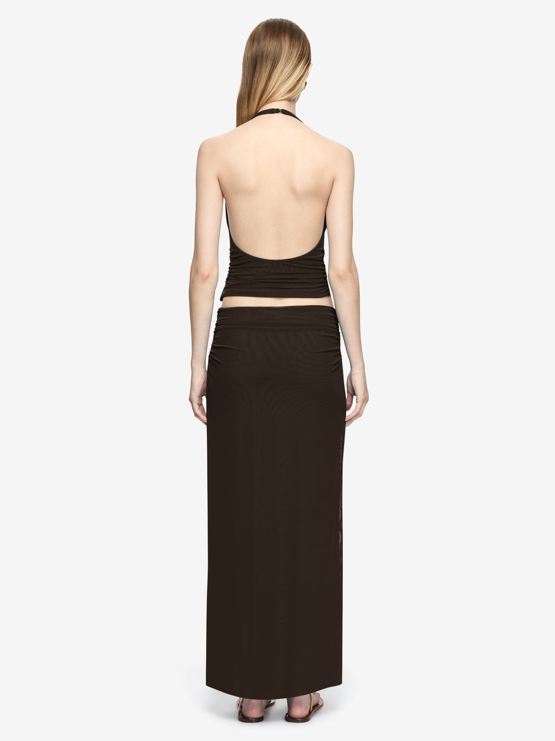 OLYSSIA KNOT SKIRT - BITTER CHOC