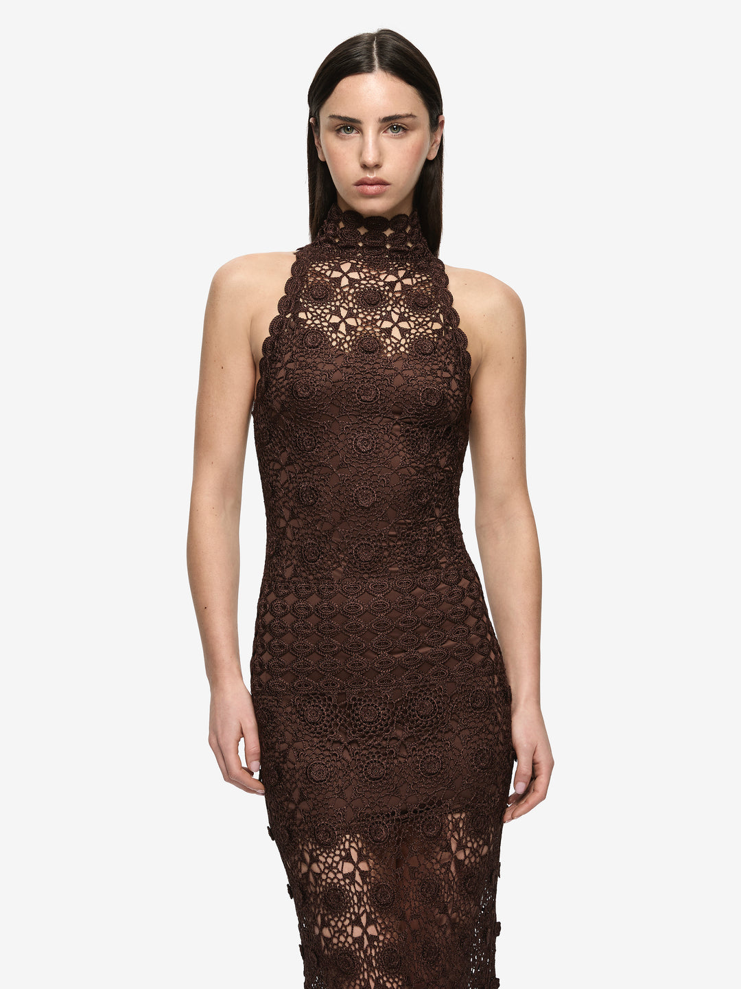 ANIA HALTER MAXI DRESS - DARK CHOCOLATE