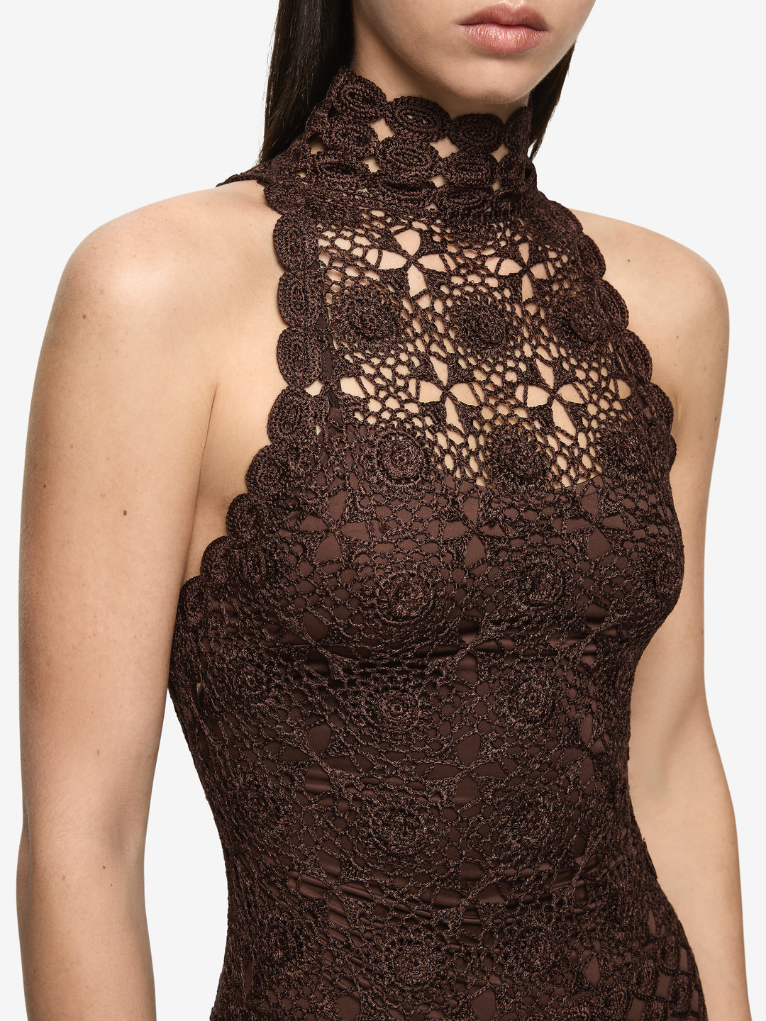 ANIA HALTER MAXI DRESS - DARK CHOCOLATE