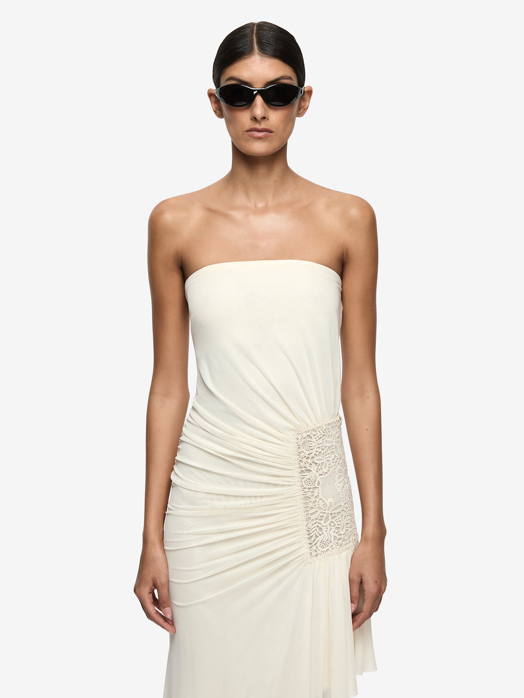 WINSLOW STRAPLESS ASYM DRESS - BUTTERCREAM