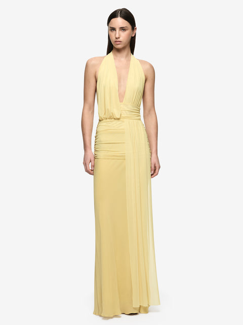 CASSIS DRAPE MAXI DRESS - CITRON