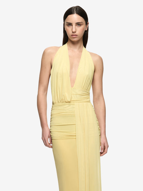 CASSIS DRAPE MAXI DRESS - CITRON