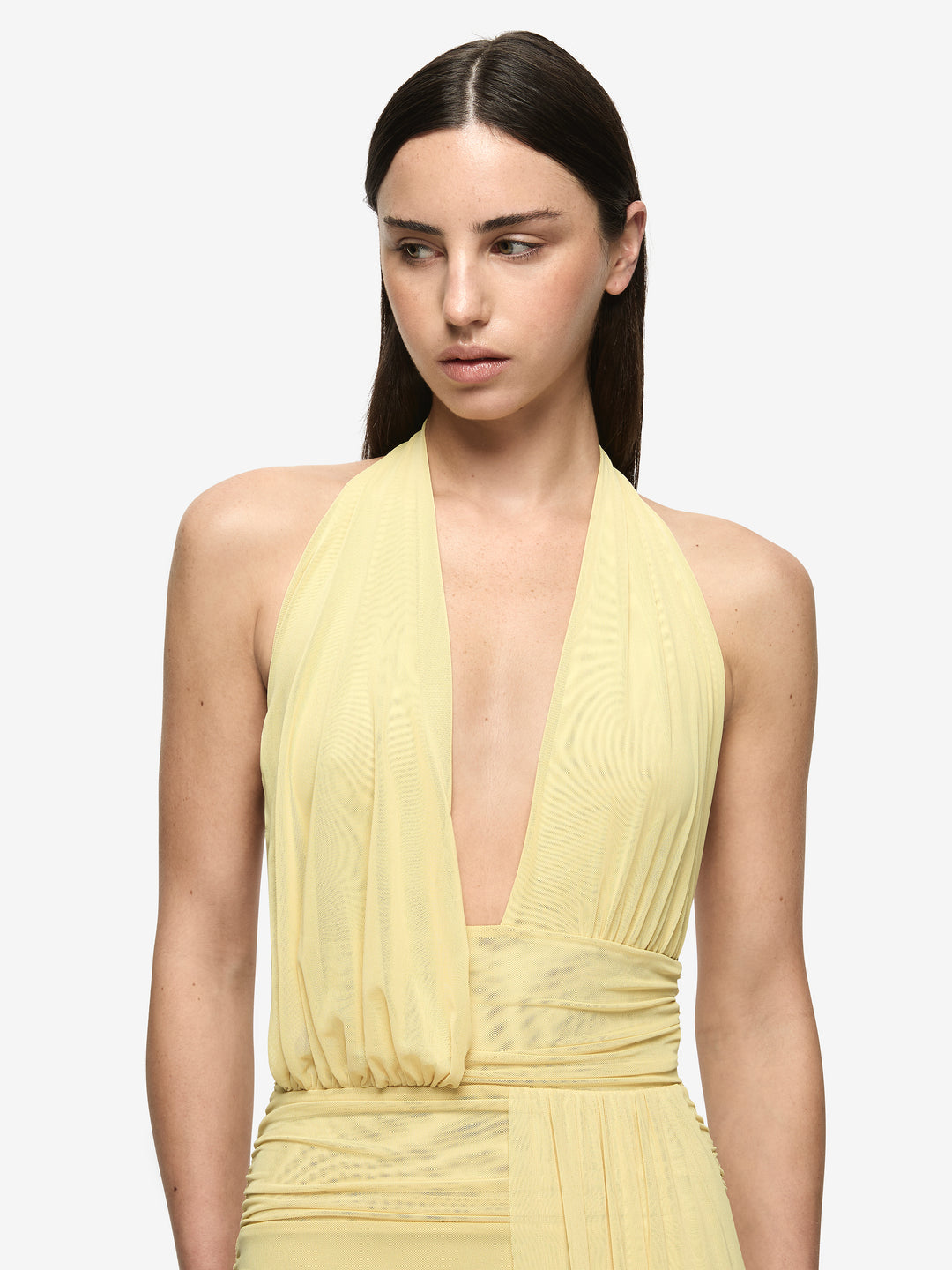 CASSIS DRAPE MAXI DRESS - CITRON