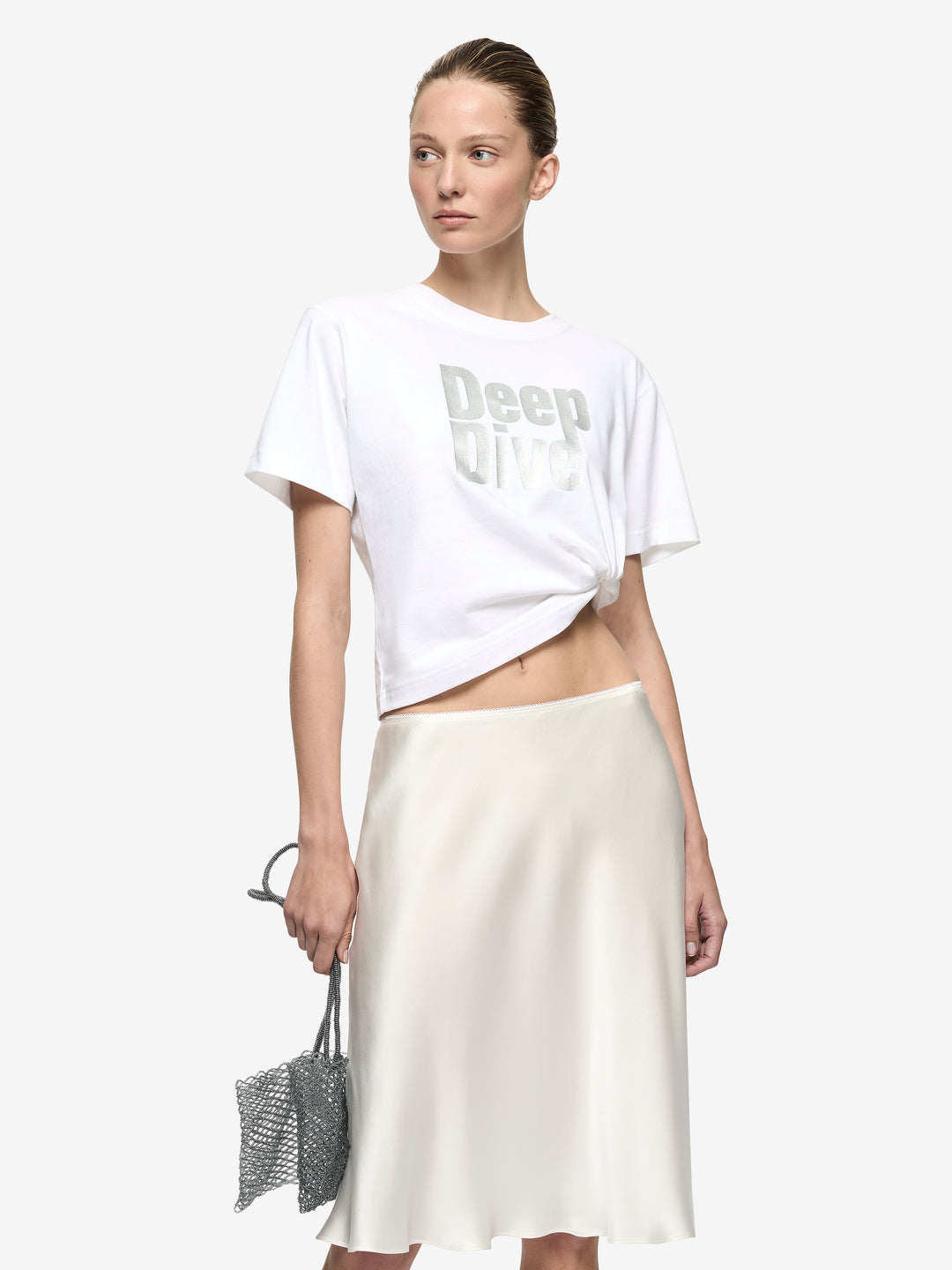PIPER BIAS MIDI SKIRT - IVORY
