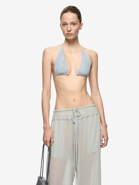 POINT BREAK BIKINI TOP - GREY BLUE LUREX