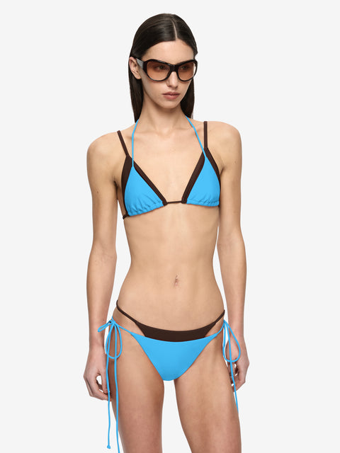 ATLANTIS LAYERED BIKINI TOP - DARK CHOC/AZURE BLUE
